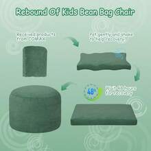Bean Bag Chair For Kids 8-12, Toddler Beanbag Bed Corduroy, Convertible Child Bean Chair To Floor Mattress With Filler, Kid Reading Comfy Lounge Couch For Boys And Girls Bedroom, Green - 薄荷綠 - 查看 9