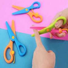 6pcs Kids Scissors, Craft Scissors For Beginners, Plastic Blade Student Art Scissors, Portable DIY Art Supplies, Random Color, Children Craft Scissors, Back To School Stationery