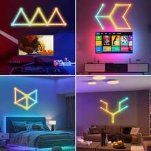 Smart WiFi LED Wall Lights, 16M+ Color Dimmable Gaming Light Works With Alexa And Assistant, Music Sync, DIY And Timer Feature, RGB Light Bars For Gaming Room, Bedroom (9 Pcs,White) - White - View 11