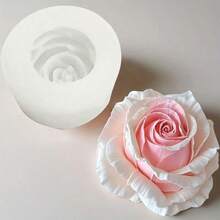 1 件 3D 浪漫玫瑰形硅胶模具，用于制作蜡烛、肥皂 - 适用于 DIY 芳香疗法、石膏装饰、情人节礼物、结婚礼物 - 白色 - 查看 3