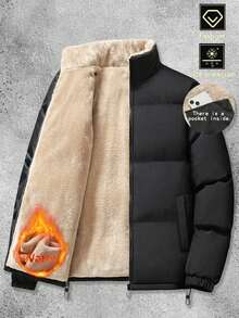 WASSUP OTHER Men's Jacket, Men's Thick Fleece Jacket For Winter, Zip-Up Jacket, Casual Stand Collar Jacket - Black - View 2
