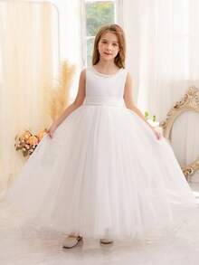 女大童生日宴會派對禮服花女孩婚禮伴娘婚紗連衣裙公主裙女孩單獨唱歌競賽服飾