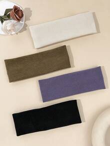 1/3/4 件纯色弹性运动头带，休闲家居饰品，学校用品，学院风发饰秋季配饰秋冬度假装发带女士