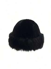 1PC Hat Women's Winter New Thick Warm Fashion Simple Fisherman's Hat Imitation Mink Hair Ladies Mongolian Hat Warm And Comfortable Shade