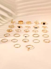27-teiliges Schmuckset mit geometrischen Cut Out Schlangen-, Schmetterlings- und Herzformen, mit Strass besetzt, luxuriös und elegant, für Frauen