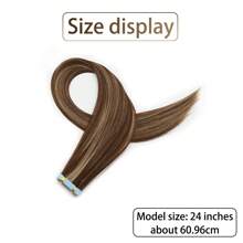 10 件女士迷你胶带接发，24 英寸直发 Kanekalon 合成接发，不褪色，无缝隐形，适合所有发质，10 件/包 35 克