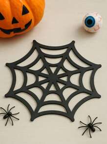 1 pièce Dessous de verre toile d'araignée noire d'Halloween - Tapis de boisson décoratifs noirs pour table, tasses à café, tasses citrouille - Dessous de verre d'Halloween pour fête, maison, cuisine, bar Décoration d'Halloween Décoration d'automne Décoration de chambre Décoration d'automne