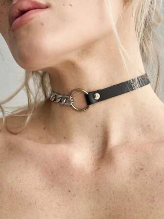 1pc Fashion Collar Punk Choker Rock Gothic Black PU Leather Tassels Harajuku Studded Necklace Bondage Bell Party Jewelry Accessories