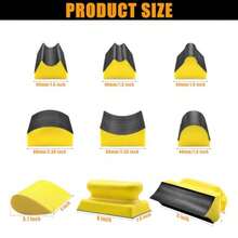 VIBRATITE 9PC Contoured Profile Hand Sanding Block 4Inch Hand Sander Block With Interchangeable Convex And Concave Shapes And 45Sheet Assortment Sandpaper For Automotive Woodworking And Furniture Projects - As Pic - View 2