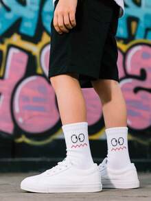 10 Pairs Kids' Funny Crew Socks - Black & White, Cute Design For Boys & Girls - Ideal For School, Sports, Travel & Daily Wear - Infant To Toddler Sizes - Multicolor - View 3