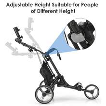 GOFLAME Golf Push Cart Quick Folding Golf Bag Holder With 3 Removable Wheels Storage Bag - Grey - View 7