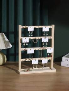 1 件多功能配件，钥匙扣展示架，实木挂钩珠宝展示架，小配件挂架，钩耳环展示架手链女士收纳整理器旅行必需品返校宿舍收纳 - 木質色 - 查看 5