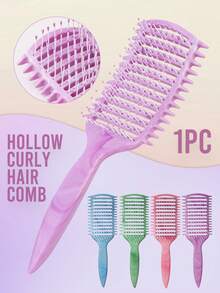 1pc Marbling Curl Defining Brush, Curved Vented Brush For Faster Blow Drying For Women, Men, Paddle Detangling Brush For Wet Dry Curly Thick Straight Hair(Purple, Green, Blue, Pink), Hair Styling Kit, Hair Tool Kit, School Stuff - Multicolor - View 1