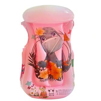 1pc Cute Swim Vest Small Size:43x43cm Middle Size:48x46cm Large Size:55x53cm 3 Colors Blue Orange Pink Yellow Dinosaur Pattern Cartoon Buoyancy Aid Swim Jackets Portable Inflatable Vest For Swimming Snorkeling Kayaking Paddle Boating And Other Low Impact Water Sports Safety Inflatable Snorkel Vest Snorkeling Jackets
