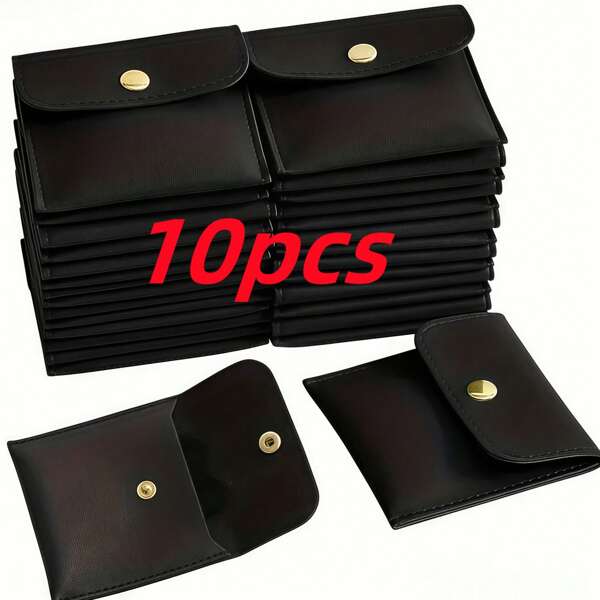 5/10pcs White Durable Faux Leather Jewelry Bags, Snap Bags For Rings, Pendants, Necklaces - Perfect Storage Solution, Jewelry Organizer Storage And More For Women Storage Organizer Travel Essentials Back To School Dormitory Storage