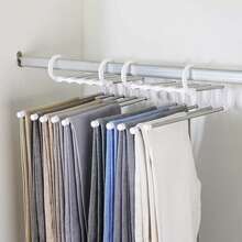 Multi-Functional Pants Rack, 5 Layers Metal Collapsible Pants Hangers, Coat Hooks, Adjustable Trousers Storage Rack Space Saving, Multiple Layers Jeans Skirts Rack Organizer For Trousers Scarves Slack, Anti-Slip Design, Closet - Nhiều màu - Xem 2