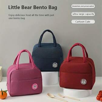 1 pezzo Borsa termica per il pranzo con stampa orso, con rivestimento in alluminio, design portatile e impermeabile, adatto per scuola e ufficio - mantiene il cibo fresco e delizioso, adatto per bento, borse a tracolla, borse per conservazione di cibo per pic-nic in cucina