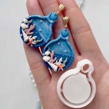 4 套高精度微型模具 - 海洋系列聚合物粘土软粘土硅胶模具，适用于手工制作聚合物粘土耳环、吊坠和装饰品 - 彩色 - 查看 5