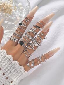 27-teiliges Schmuckset mit geometrischen Cut Out Schlangen-, Schmetterlings- und Herzformen, mit Strass besetzt, luxuriös und elegant, für Frauen