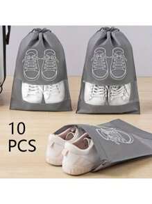 10 piezas Bolsas para zapatos con ventanas transparentes, cierre con cordón, diseño ahorra espacio, adecuado para bolsas de viaje y organización del hogar