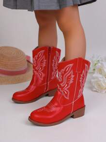 Herbst/Winter Neue Kinderstiefel, bestickte spitze Chunky Heel leichte modische Ankle Boots, geeignet für Mädchen Outdoor, Party, Veranstaltung