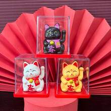 Solar Powered Mini Plastic Maneki-Neko Lucky Cat Home Decor Creative Cute Car Dashboard Ornament, Housewarming/Grand Opening Gift - Mini Lucky Cat - View 6