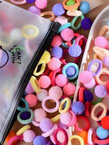 30 Stücke/Packung Bunte Flauschige Bommel Haargummis, Niedliche sortierte Haaraccessoires für Frauen, vielseitig für Pferdeschwanz und Dutt