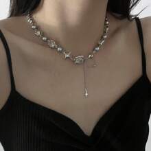 1 pieza Collar de flecos elegante de luz de luna para mujer, vintage personalizado apto para uso diario, bar, fiesta, festival de música