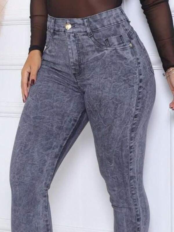 Calça flair Grafite  Simples    elegante  Casual    Jeans