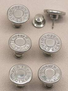 4颗/6颗牛仔裤替换纽扣，免缝腰带牛仔裤纽扣，银色字母腰带纽扣，多功能可拆卸锥形纽扣，牛仔裤和裙子腰围可调节，牛仔裤固定纽扣，免缝可拆卸牛仔裤纽扣替换套装，无需缝制纽扣 - 彩色 - 查看 1