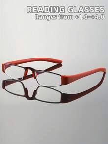 Unisex Progressive Reading Glasses, New Fashionable Square Metal Frame Business Readers, Spring Hinge Square Frames For Daily Wear, Suitable For Sports, Computer, Sewing, Anti-Fatigue, Convenient Carrying Design For All Face Shapes, Available In Black, Red, Grey, Champagne Colors And 7 Magnification Levels, Great Gift For Parents, Holiday, Halloween, Valentine's Day, Christmas - Transparent - View 10