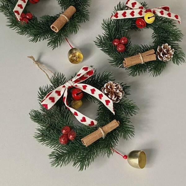 Mini Pine Wreath Christmas Ornament, Nature Inspired Holiday Gift Home Decor Christmas Decorations Room Decor Winter