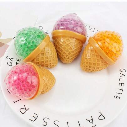 1/3 piezas Pelota antiestrés de bolas apretables con diseño de helado sensorial, pelota apretable, alivio de la hiperactividad, pelota para la irritabilidad y humidificador, juguete de relajación para el Día de San Valentín en colores aleatorios