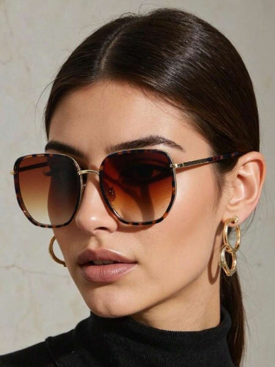 1 buc femei multicolor leopard cupru geometric ramă completă delicată vintage business casual femei la modă ochelari de vedere pentru ținută de birou, ținute de vacanță, ieșiri în familie, accesorii ținute de întâlniri formă pătrată nuanțe