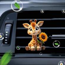 Decoración de clip para rejilla de ventilación de coche con girasol plano 2D - Clip de rejilla de acrílico con almohadilla de fragancia comprimida, se ajusta a la mayoría de los vehículos, accesorio interior de coche, ambientador, idea de regalo creativa, decoración de vehículo | Diseño de girasol | Diseño detallado, plano 2D - Unitalla - Ver 12