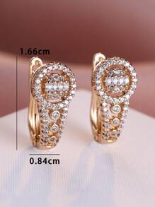 1 Pair Elegant Luxurious Synthetic Zirconia Earrings, Fashionable Flower Design, Perfect For Daily Wear, Anniversaries, Birthdays, All-Season Accessory, Copper Studs, Gift Idea