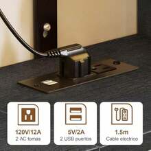 Mueble Flotante para TV 70" con Luces LED, Repisas Flotantes para TV -Ideal Almacenamiento Debajo, con 4 Enchufes y 3 Espacios Abiertos, Sencillo y Ahorra Espacio, Negro - Negro - Ver 3