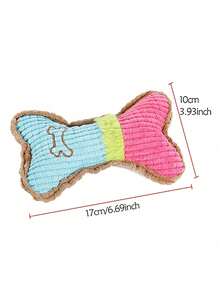 PETSIN 狗玩具吱吱作响的玩具，毛绒狗骨头形状，配有柔软面料的宠物咀嚼玩具，适合中小型犬，出牙咀嚼攻击性互动生日礼物 - 彩色 - 查看 10