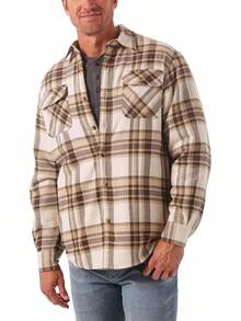 Men's Long Sleeve Sherpa Lined Shirt - Fashionable & Warm - Vaporous Gray - View 8