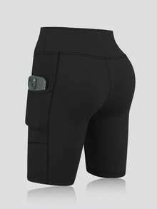 3 Stücke/Set Frühling/Sommer Neue Sport Shorts, Taille & Bauch Schlankheitsmode, Lässig Yoga Leggings, Radhose mit Seitentaschen - Verschiedenfarbig - Übersicht 2