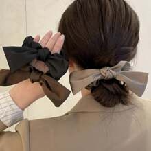 1pc Satin Bow Scrunchie Hair Tie, Minimalist Elegant Hair Accessory, Halloween Accessories ,Hair Accessories, Scrunchy Hair Ties