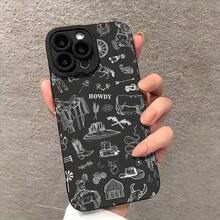 Phone Case: Western Cowboys Aesthetic Howdy Protective Dark Red Phone Case Pupil Shadow For IPhone 16 11 15 14 13 12 Pro Max XR Plus Cases Birthday Christmas Gifts For Women Men Unique,Suitable For IPhone17 Air - 黑色 - 查看 7