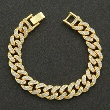 1 件欧美嘻哈街头金属水钻项链和手链套装，时尚金属链项链，适合男士/女士夏季海滩派对 - 鏈條 - 查看 6