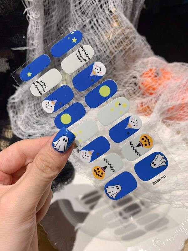 Halloween Nail Stickers, Cute Cartoon Animal Nail Art Decals, Self-Adhesive Nail Decorations, Nail Art Accessories