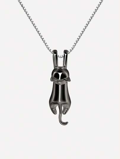 S925 Sterling Silver Cute Beauty Cat Pendant Necklace, Clavicle Chain Silver Neck Jewelry, Beautiful Gift For Couples And Best Friends, Daily New Year And Christmas Valentine's Day Mother's Day Gift, Comes With Antioxidant Storage Box