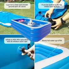 Extra große 3-lagige blau-weiße Boden PVC Schwimmbecken - rechteckiges Erwachsenenbecken für Outdoor, mit lebendiger Eisoberfläche, verstärktes Design für Haltbarkeit und Sicherheit, ideal für Sommerurlaub, Strandspiel und Familienspaß (mehrere Größen erhältlich, ohne Zubehör)