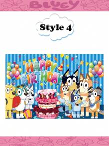 Bluey Cartoon House Photography Background  Dog Outdoor Background Party Decoration Perfect Birthday Party Photo Booth Banner Background Studio Prop, Indoor/Outdoor Decoration, Blue Dog Cartoon Party Banner, Multi-Functional Use