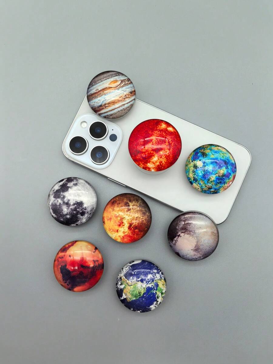 手机配件，手机气囊支架，手机推拉支架，九大行星，星空系列时间宝石，艺术个性化经典，玻璃手机支架，送给朋友，情侣，家人的小礼物，兼容，Android手机，生日礼物，家人，朋友推拉手机握把