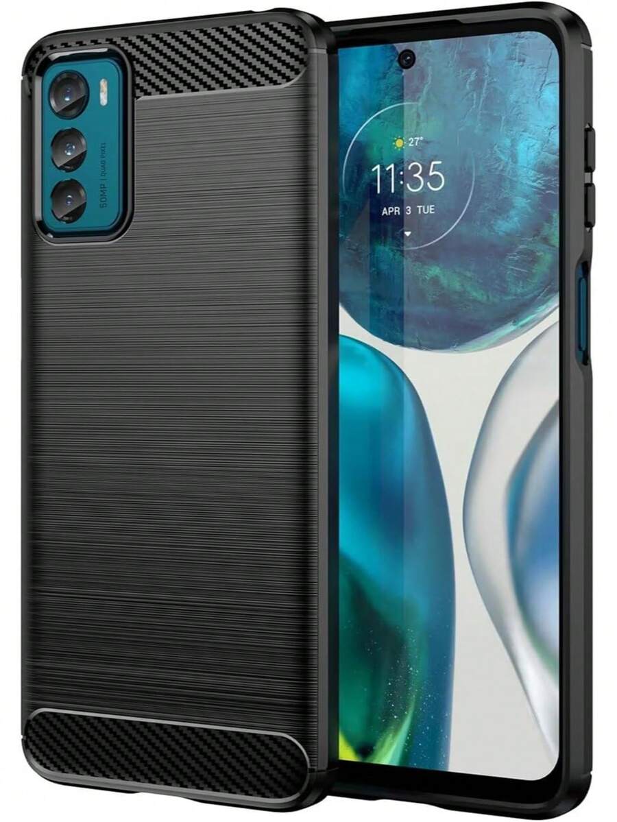 Funda textura fibra de carbono para teléfono celular funda resistente diseño fibra de carbono elegante anticayidas compatible varios modelos celulares protección premium accesorios modernos - Negro - Ver 1