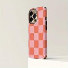 Checkered Pink Peach Tough  Case|  16 15 14 13 12 11 Pro Max Case - Màu hỗn hợp 1 - Xem 1
